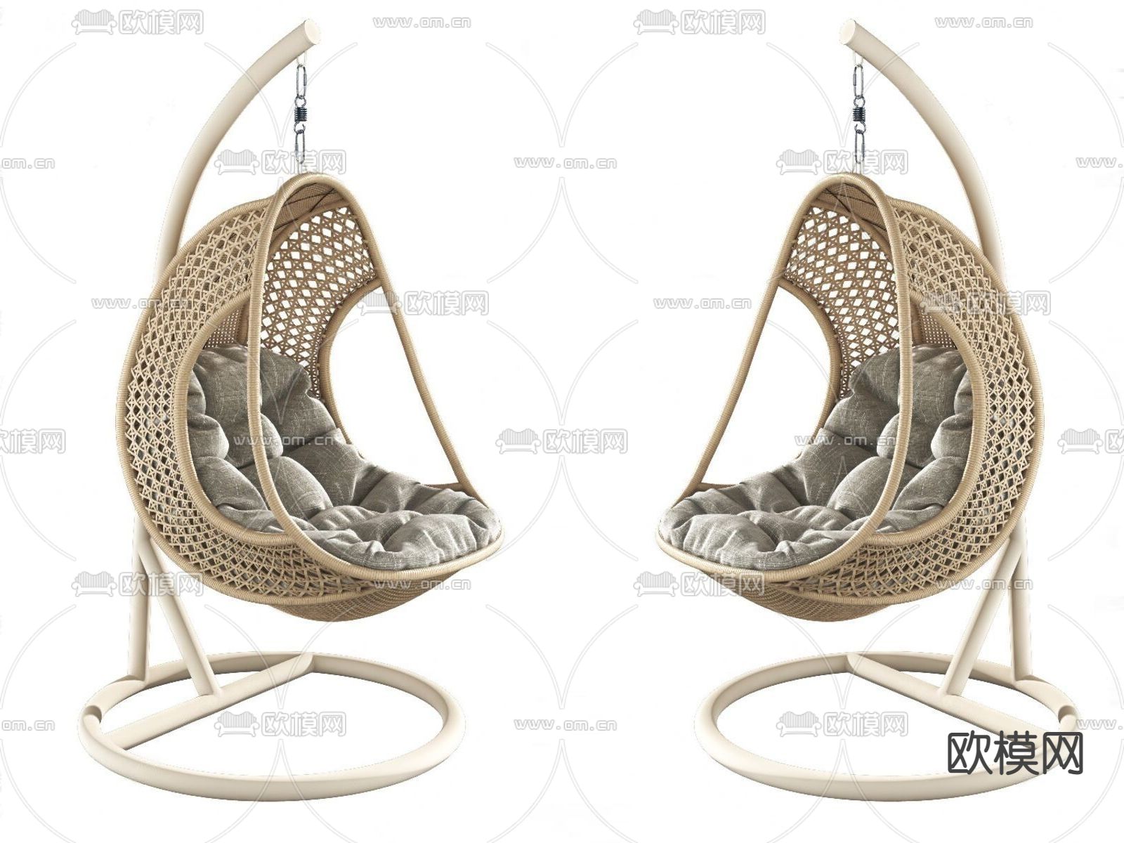 现代藤编吊椅3d模型下载