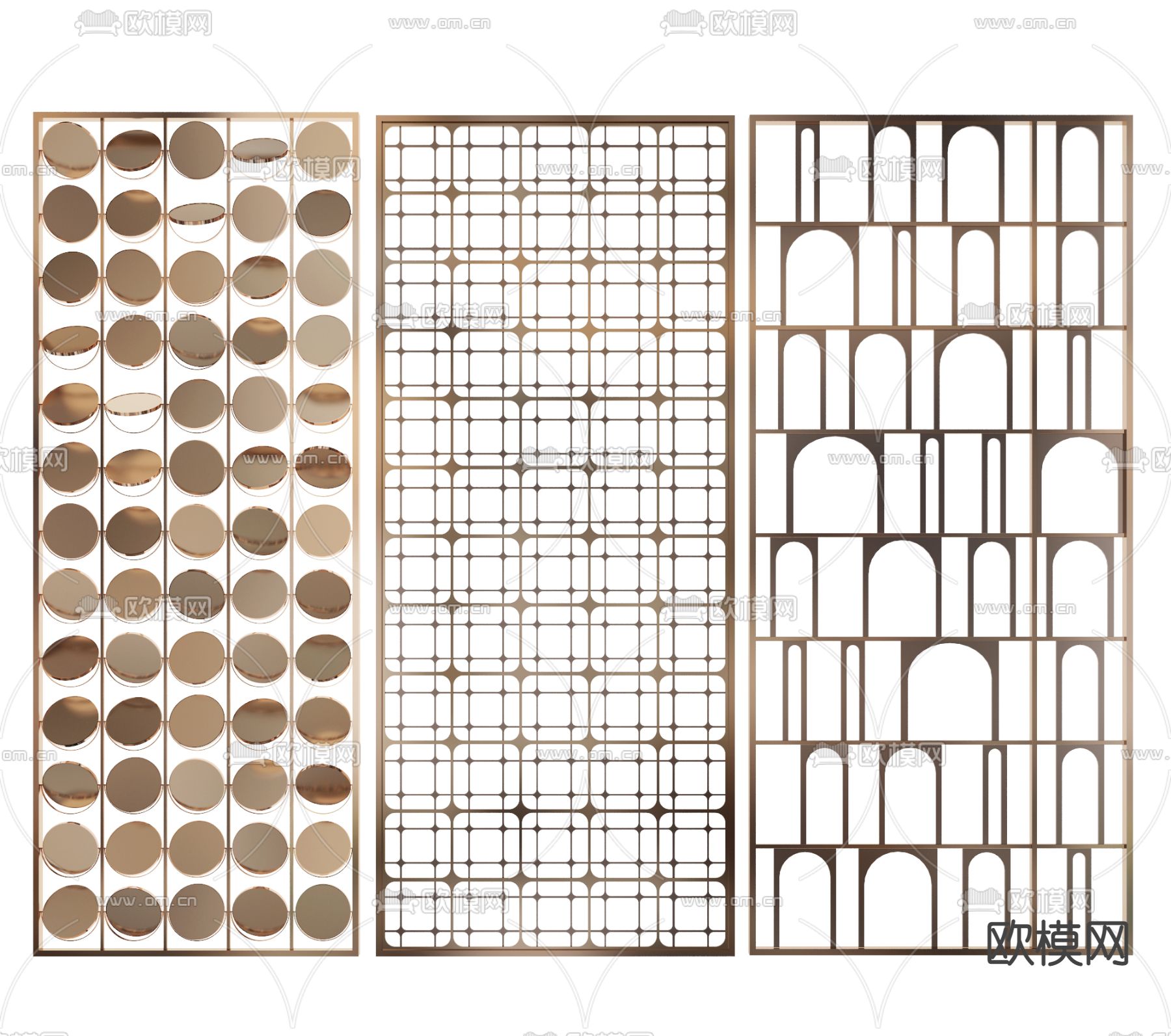 现代轻奢屏风隔断3d模型下载