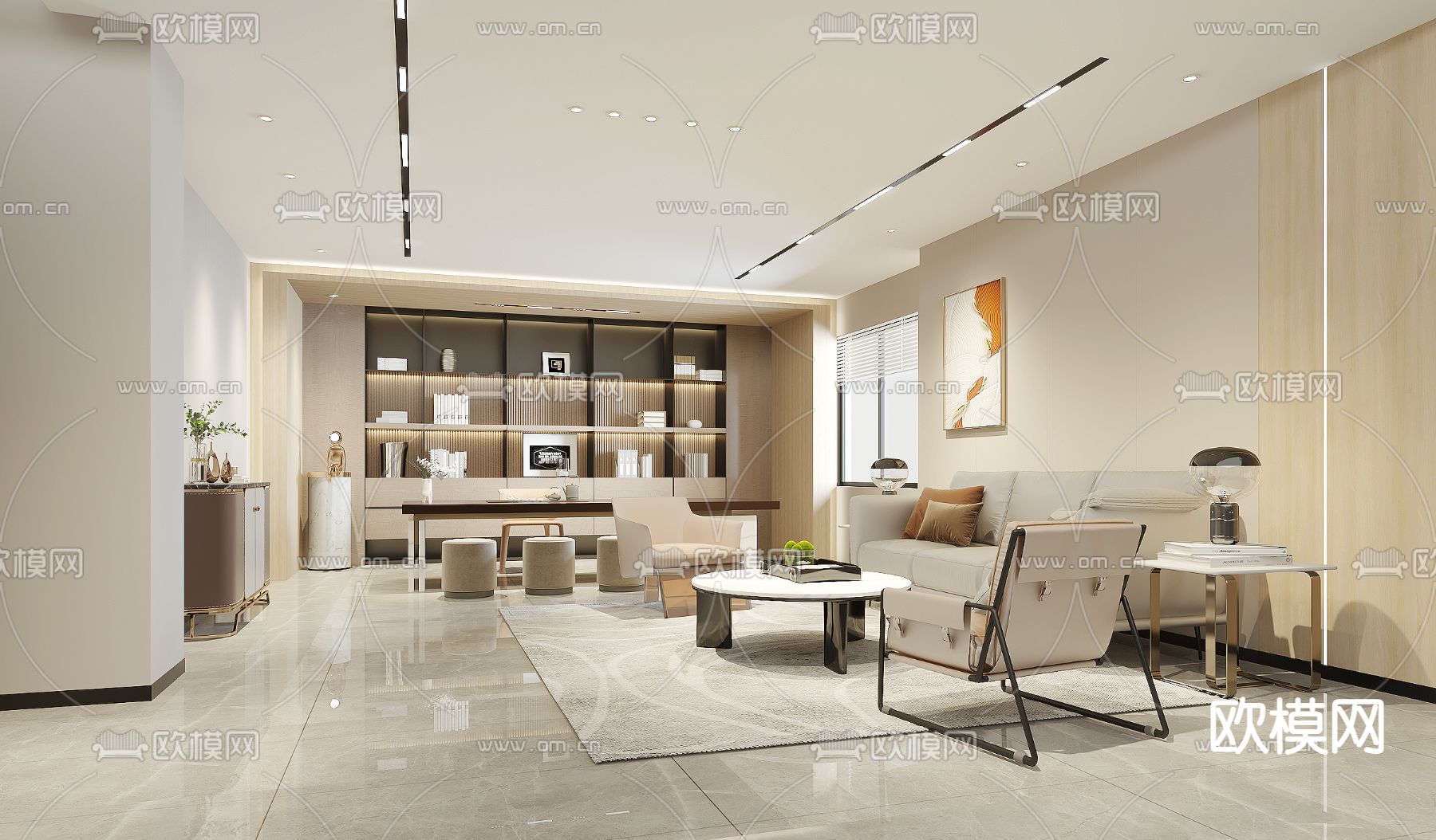 现代总经理办公室3d模型下载