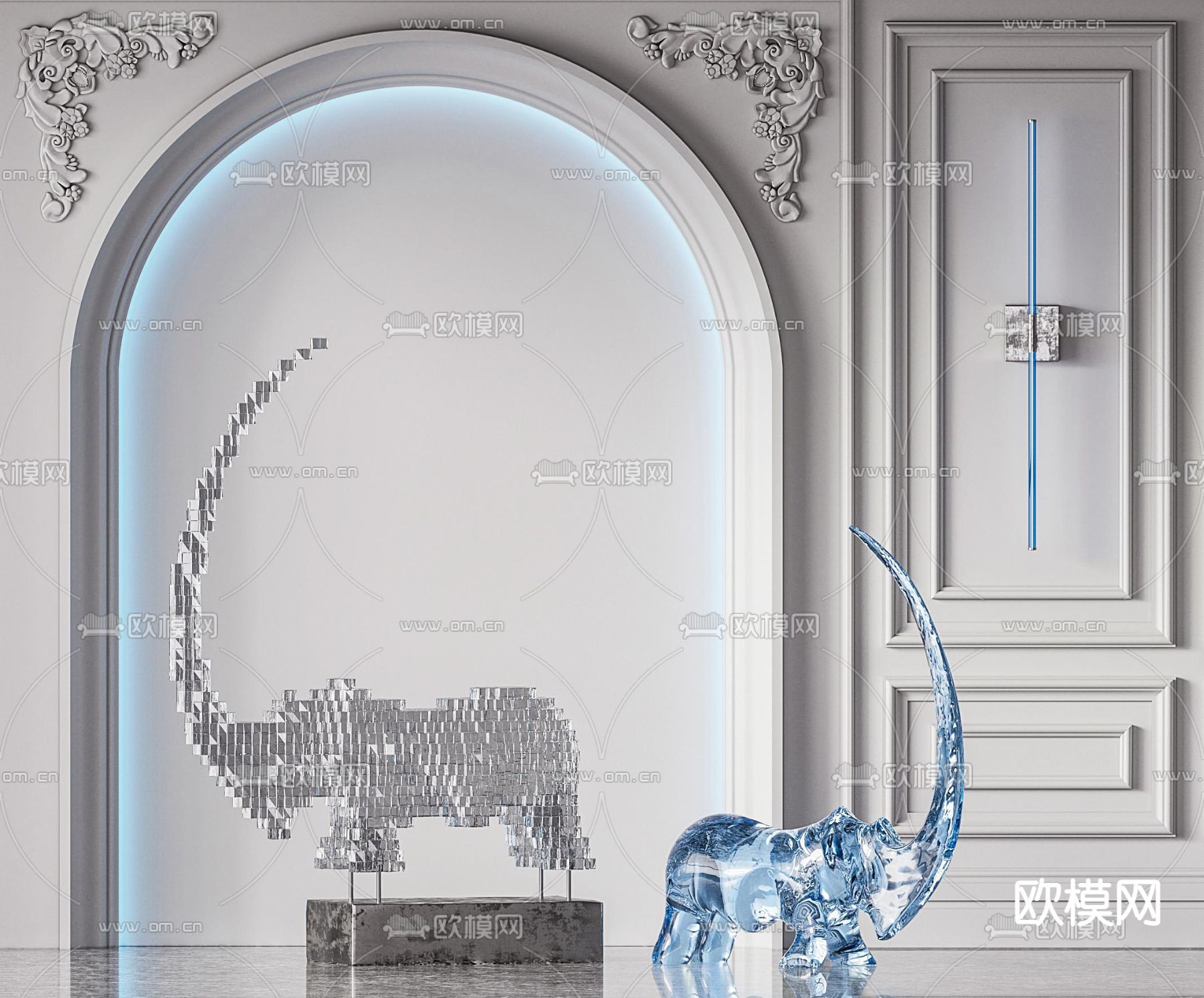 现代水晶动物雕塑摆件3d模型