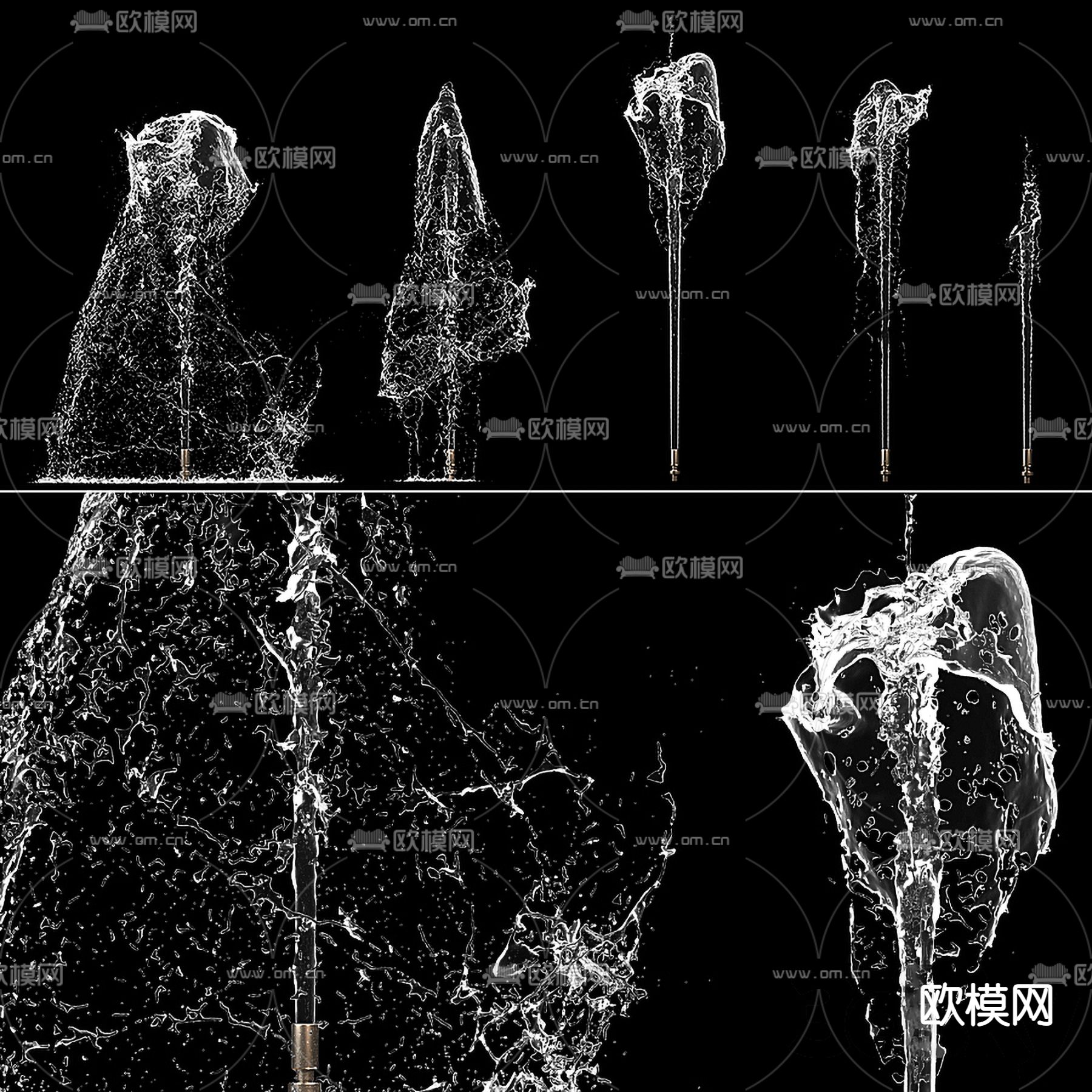现代水柱喷泉3d模型下载