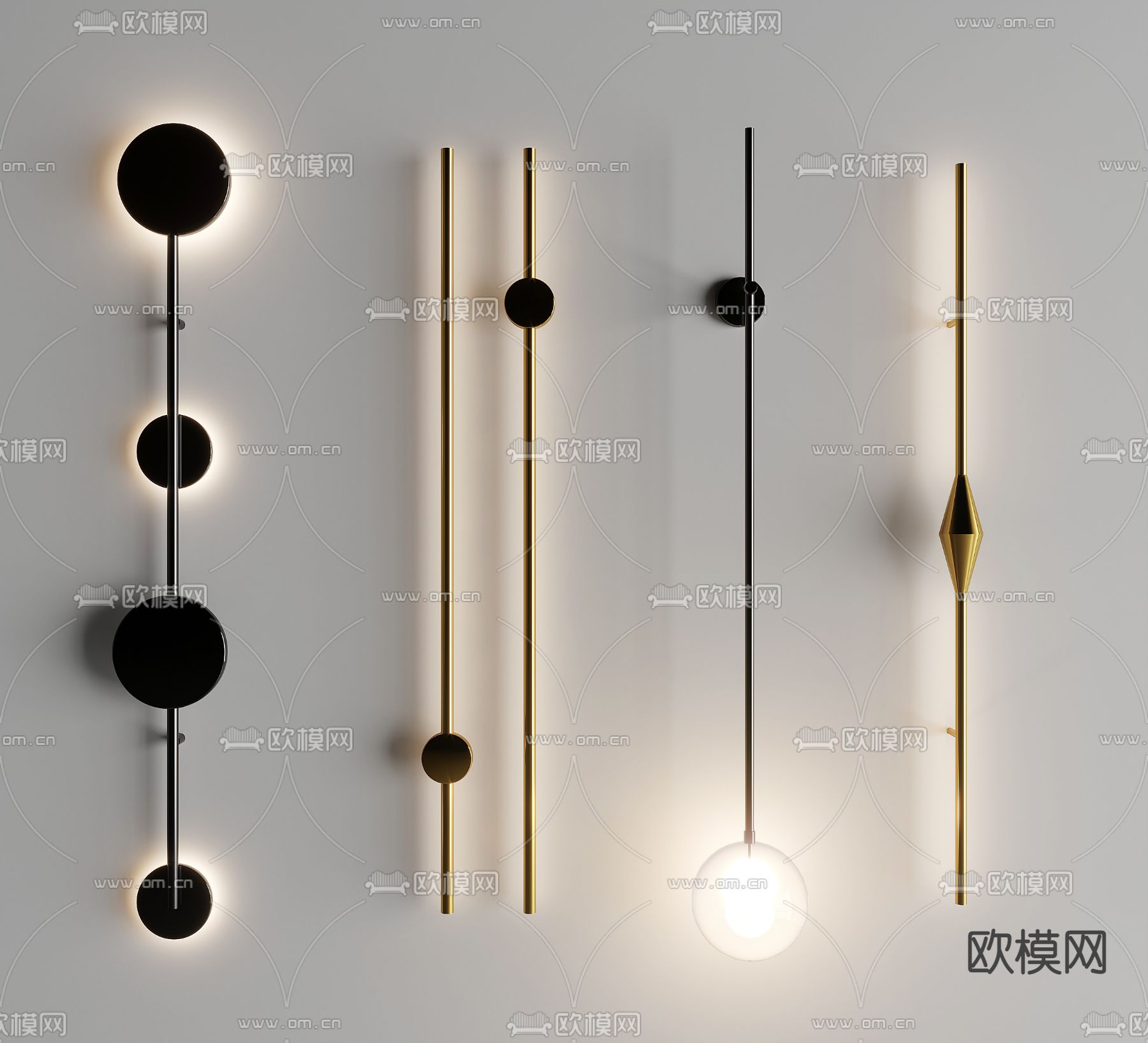 现代金属壁灯3d模型