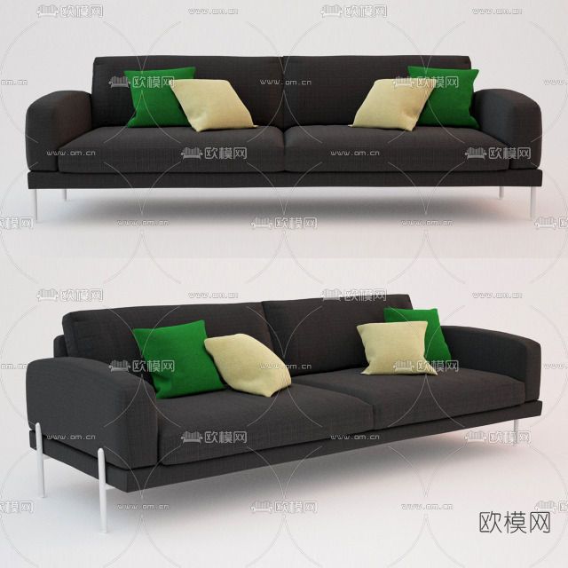 现代布艺双人沙发免费3d模型下载
