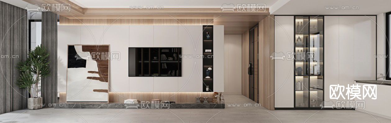 现代客餐厅免费3d模型下载（渲染图4）