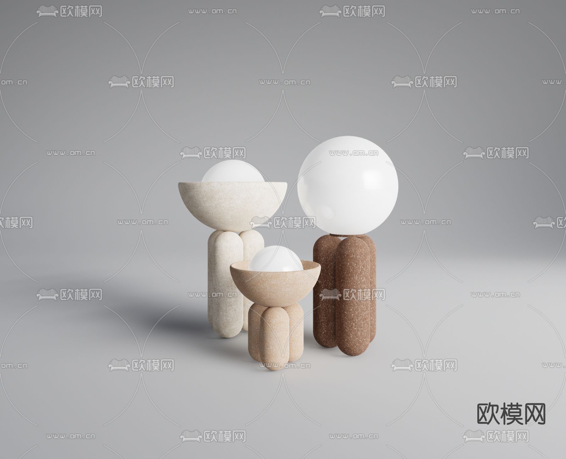 现代创意小台灯su模型下载（渲染图1）