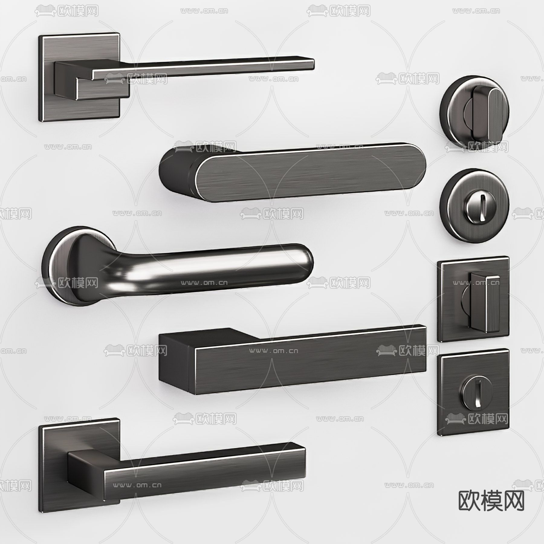 现代金属门拉手门把手3d模型