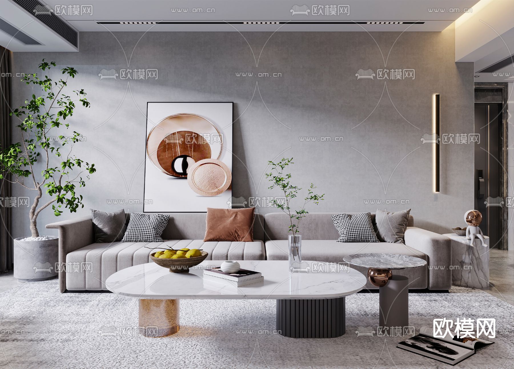 现代轻奢客餐厅3d模型下载（渲染图3）