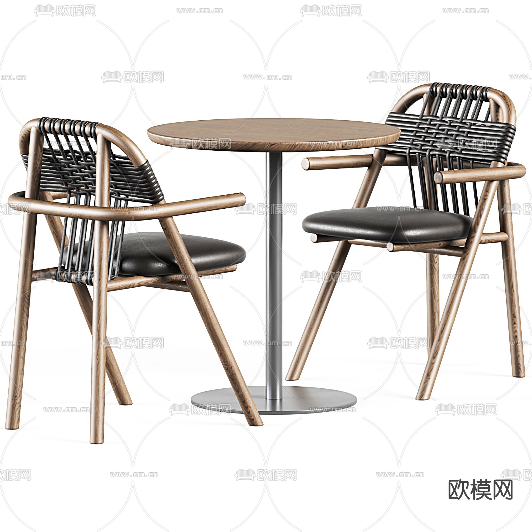 北欧实木休闲桌椅3d模型下载