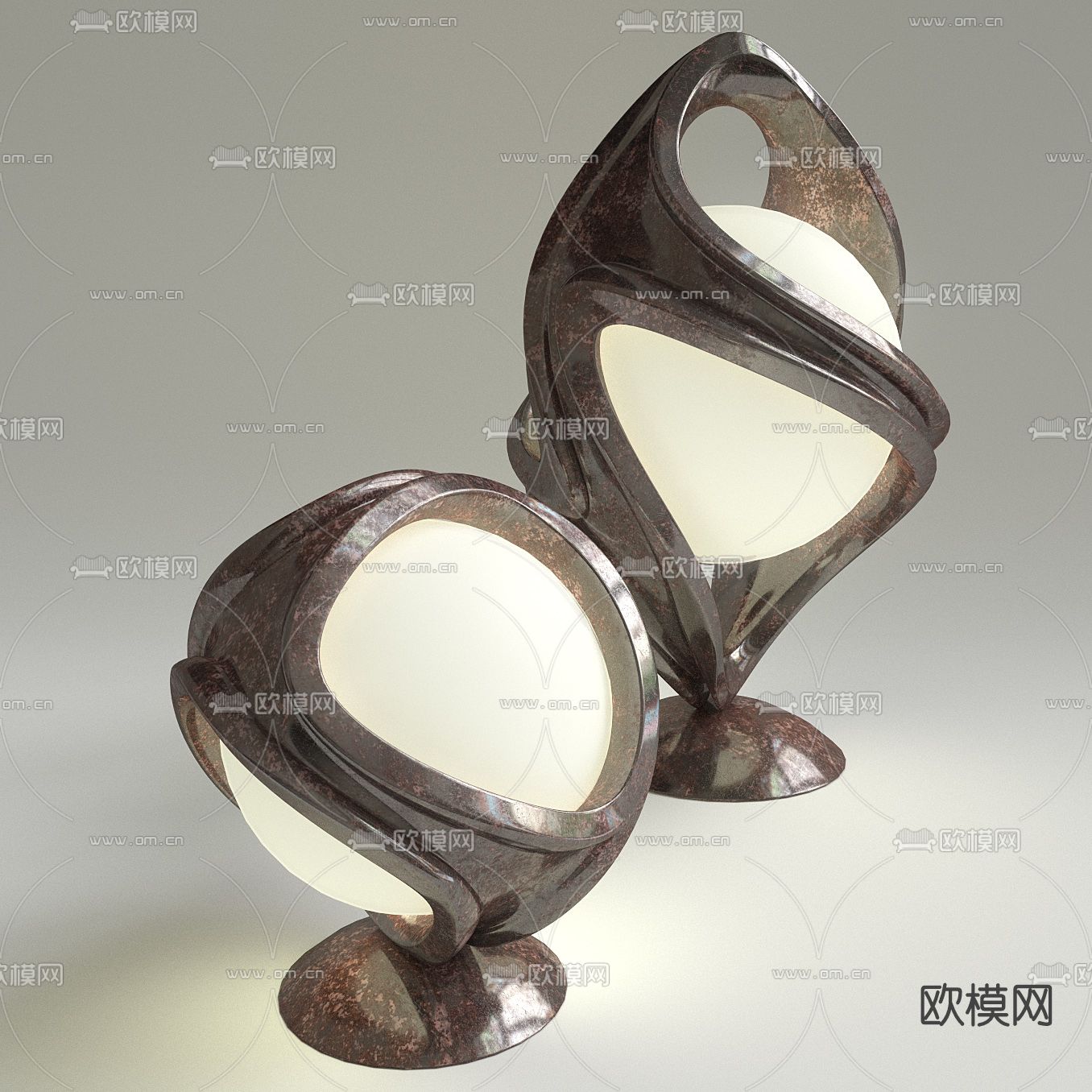 现代雕塑台灯免费3d模型下载