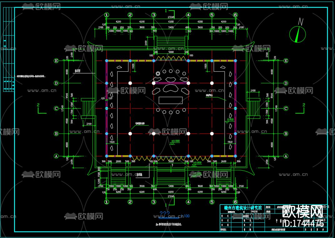 古殿建筑cad施工图下载（渲染图2）