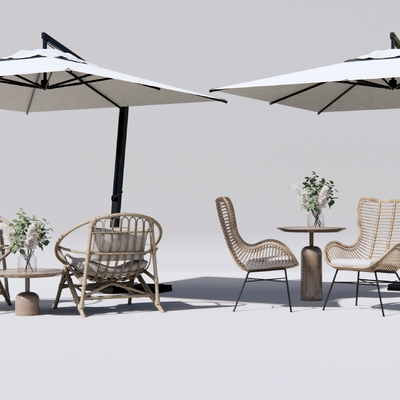  现代户外休闲桌椅su模型 