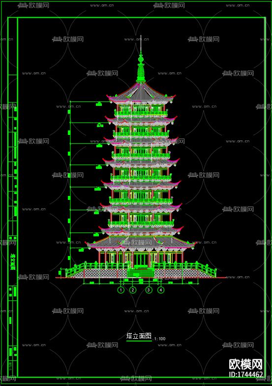 古塔建筑cad施工图