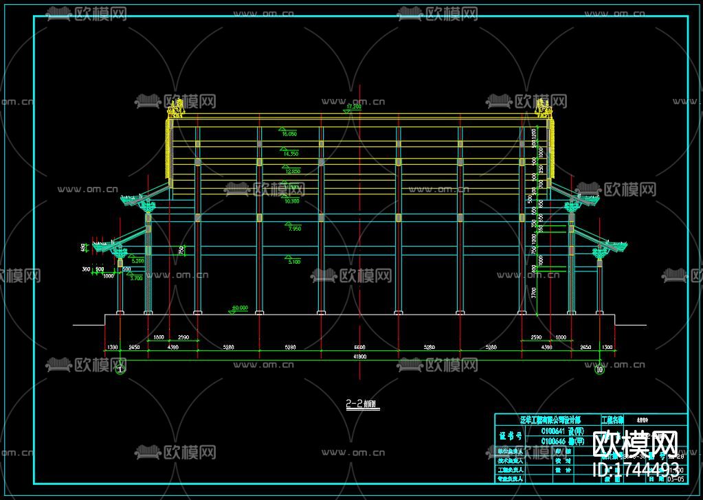 古殿建筑cad施工图下载（渲染图5）