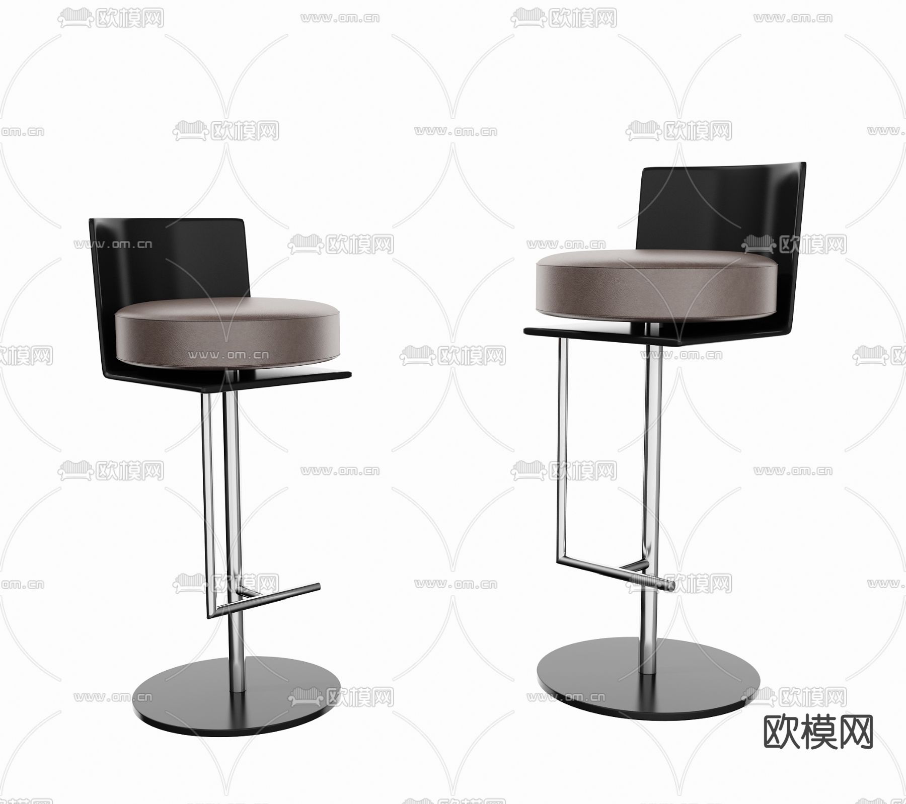 现代皮革吧椅3d模型