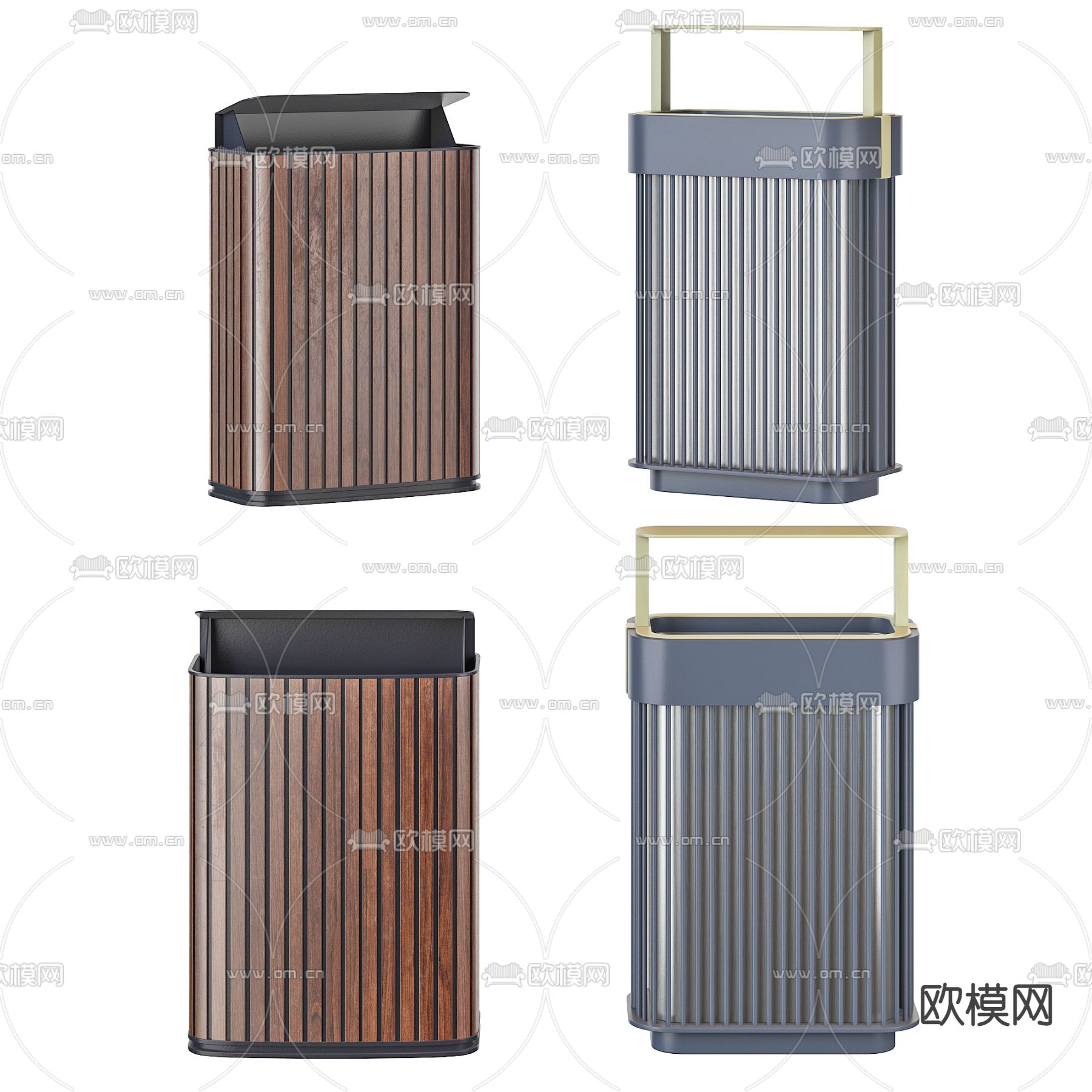 现代户外公共垃圾桶3d模型下载