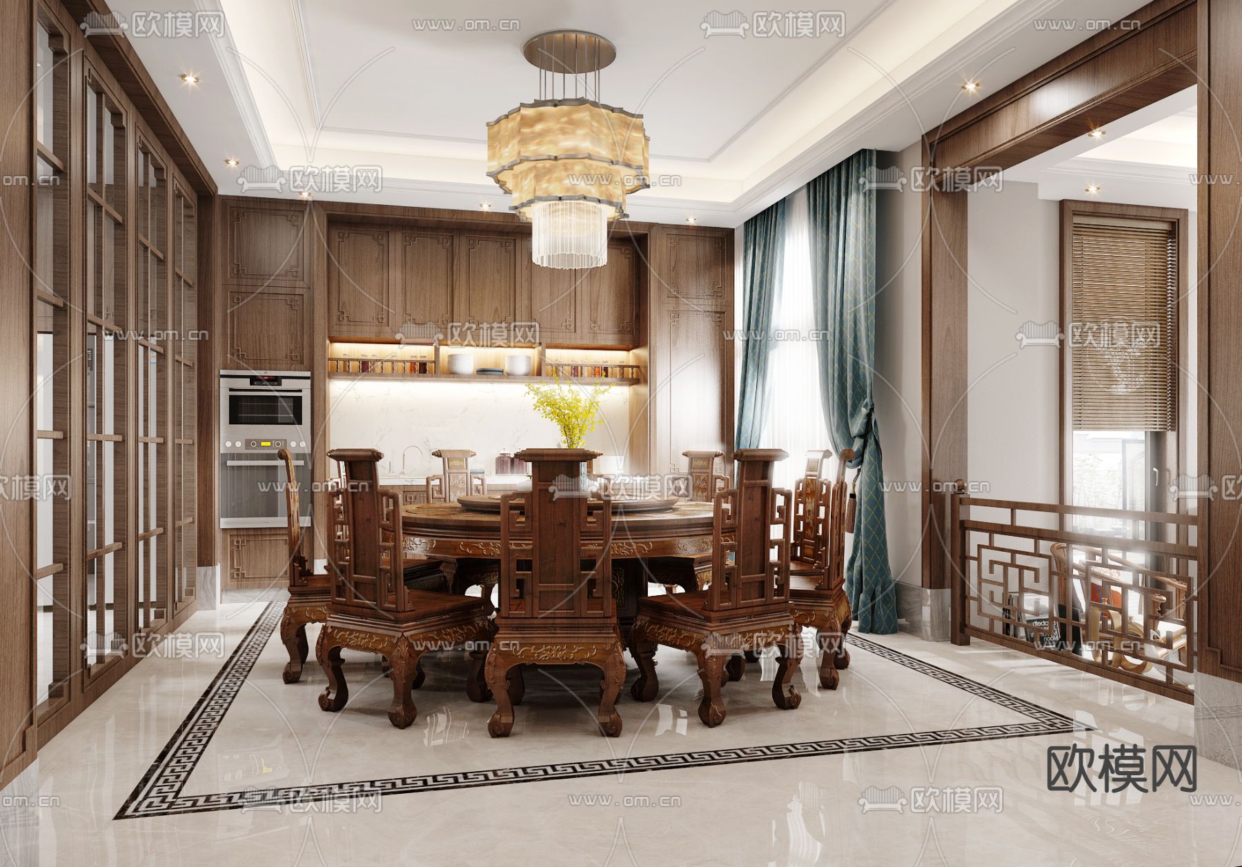 中式餐厅3d模型