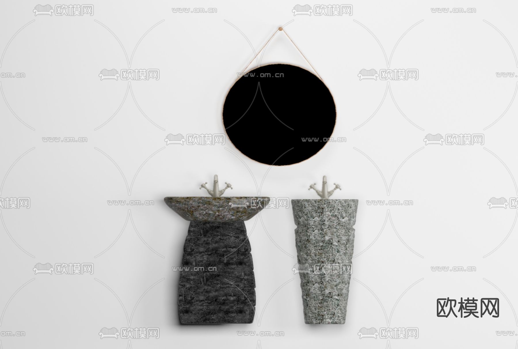 自然风立柱式洗手台免费3d模型下载