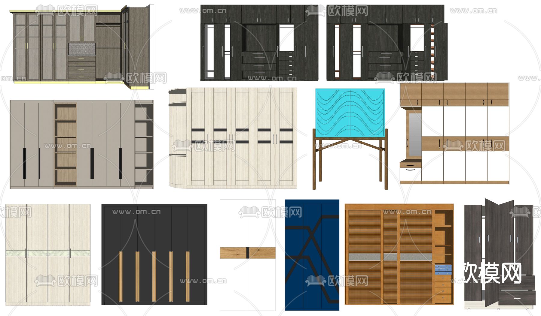 北欧衣柜su模型下载