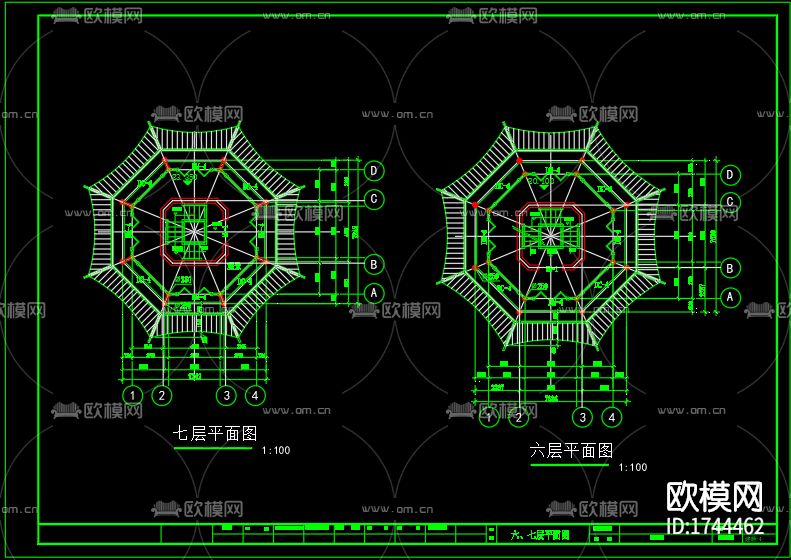 古塔建筑cad施工图