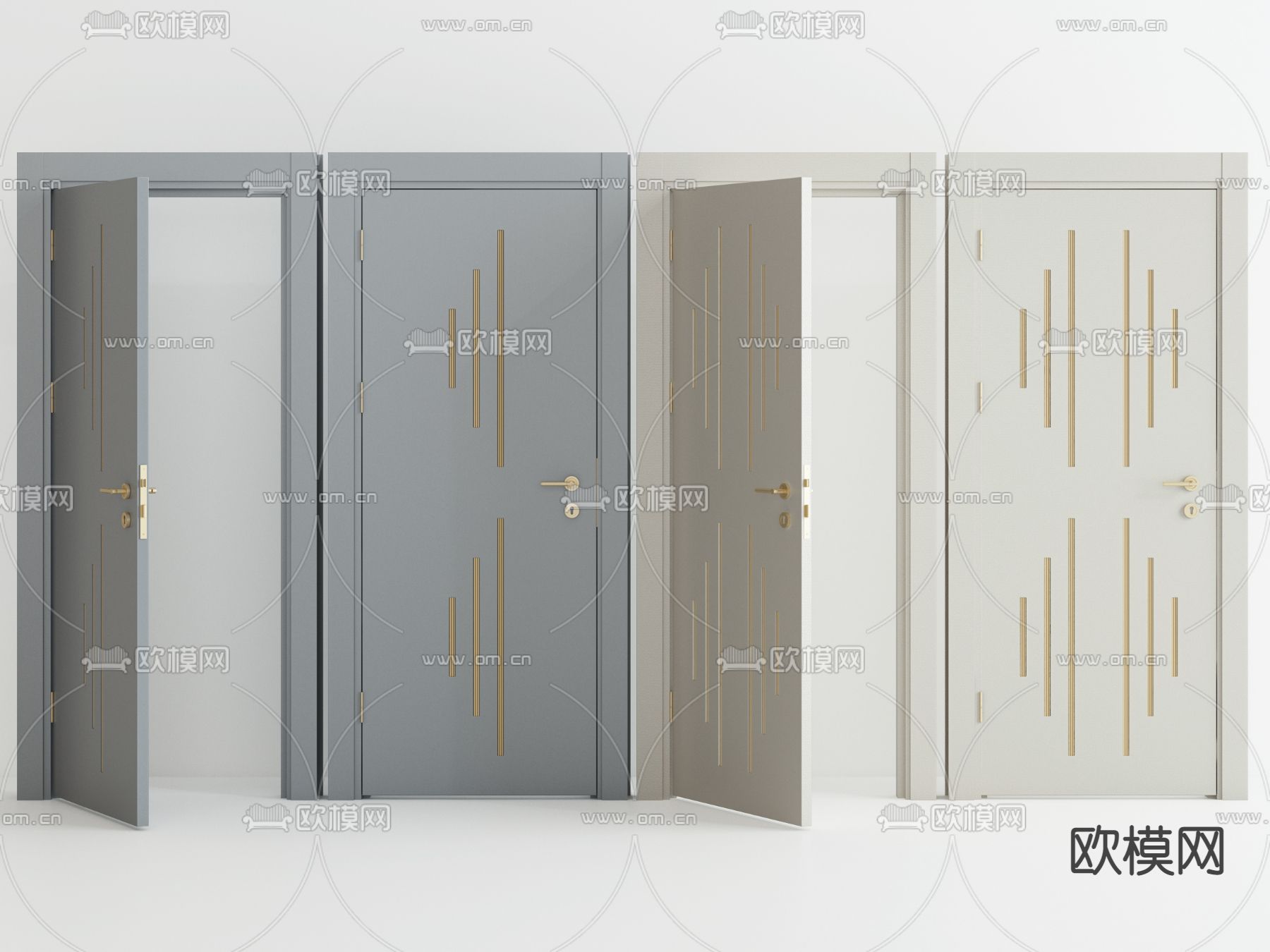 现代实木房门单开门3d模型下载