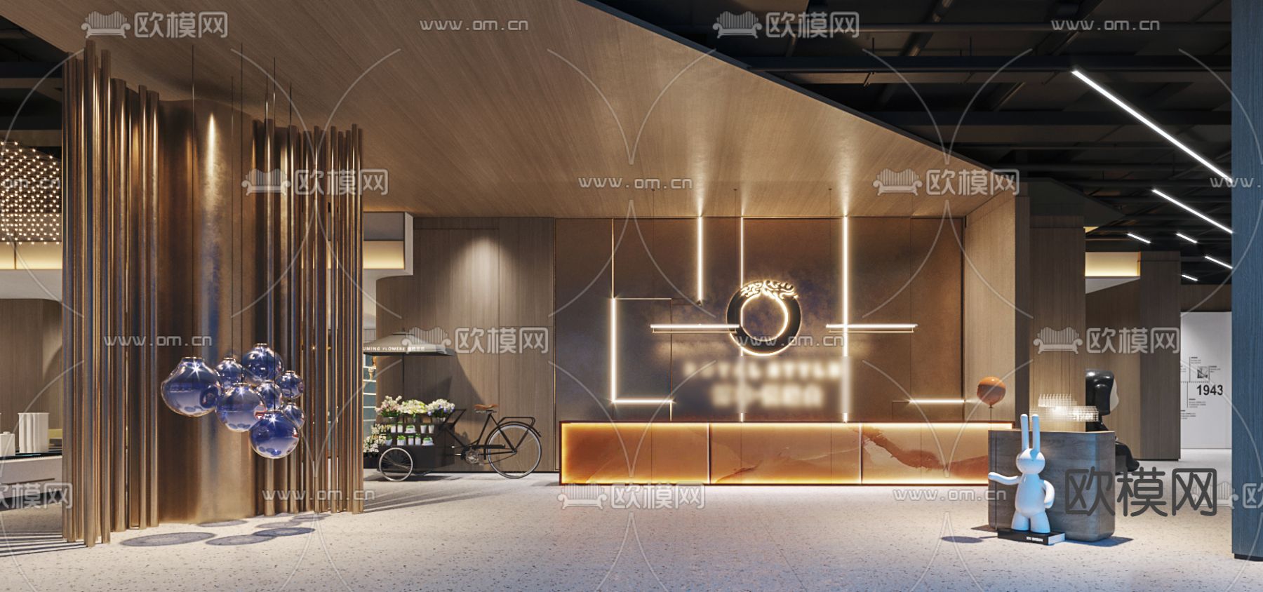 现代售楼处接待前台3d模型