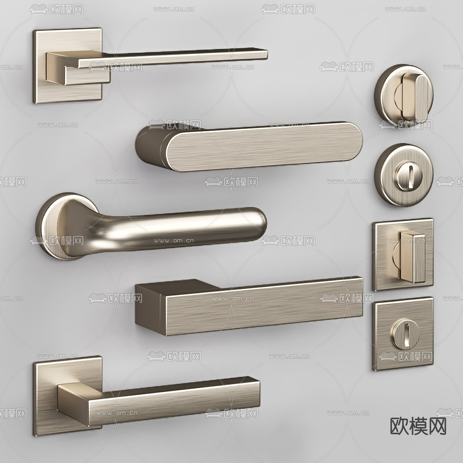 现代金属门拉手门把手3d模型
