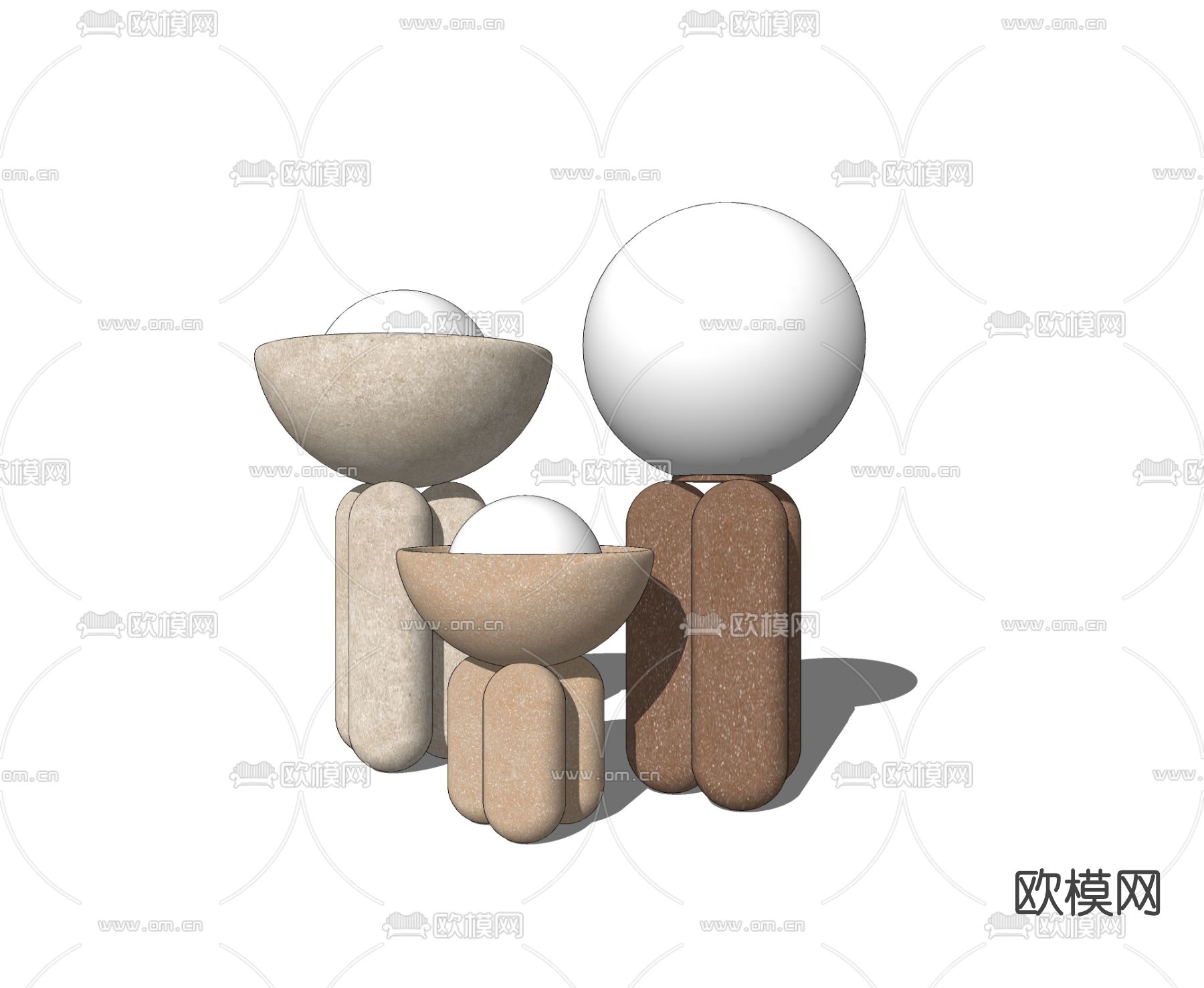 现代创意小台灯su模型下载（渲染图2）