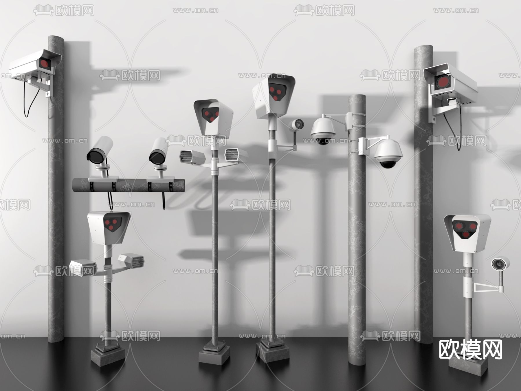 现代户外监控摄像头3d模型下载