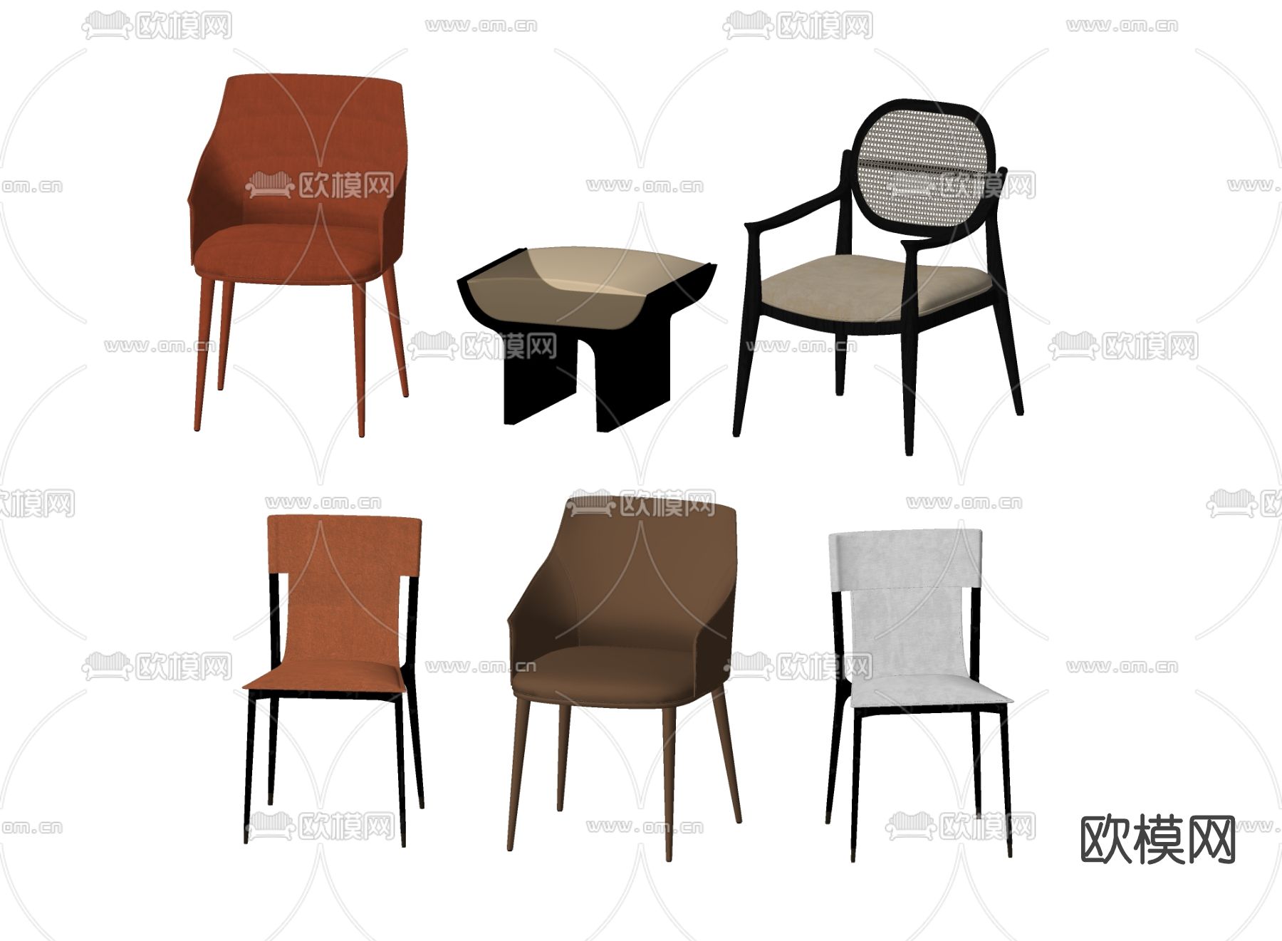 侘寂餐椅单椅su模型下载（渲染图2）