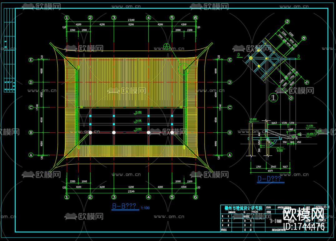 古殿建筑cad施工图下载（渲染图5）