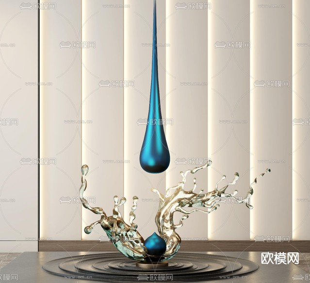 现代水滴雕塑摆件3d模型下载
