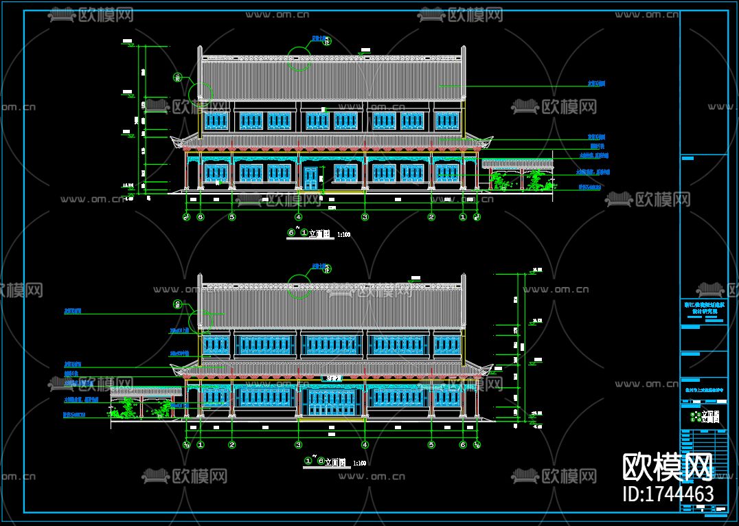 古寺建筑cad施工图下载（渲染图4）