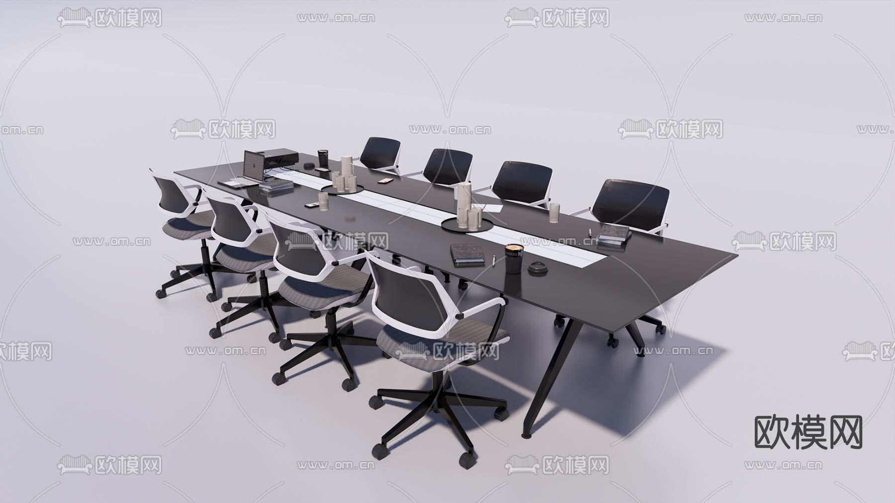 现代会议桌椅su模型下载（渲染图1）