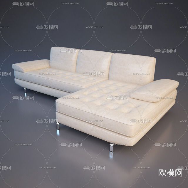 现代布艺转角多人沙发免费3d模型下载