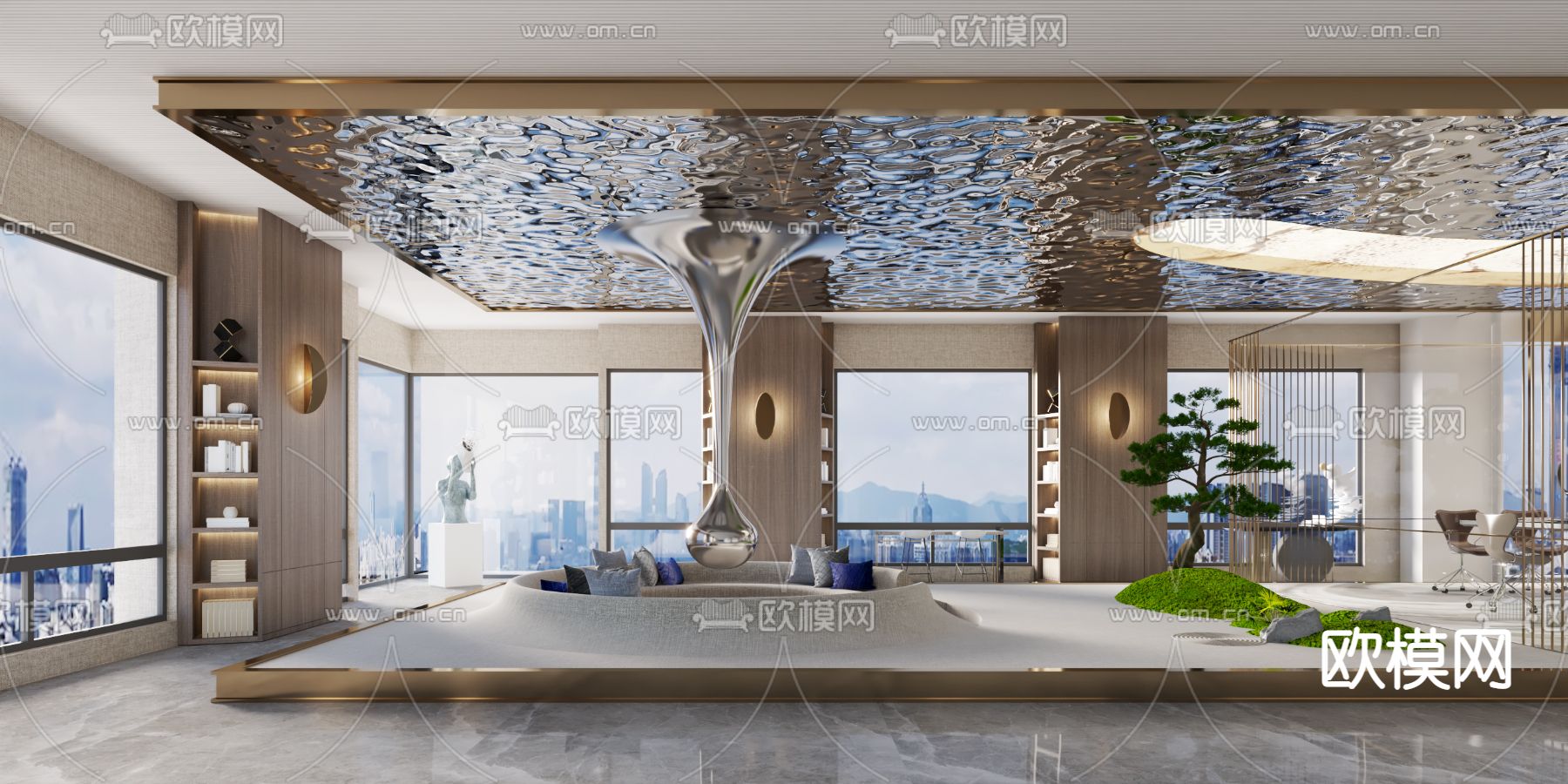 现代会议室休闲区3d模型