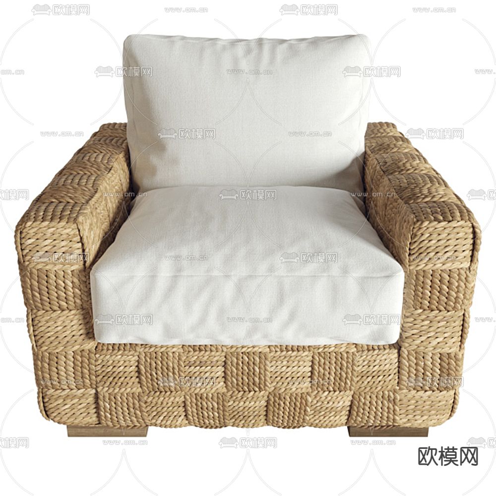现代藤编户外沙发3d模型下载（渲染图2）