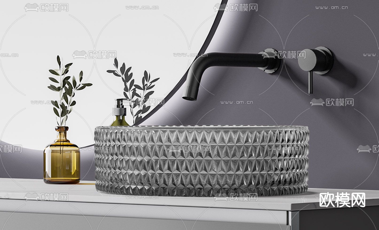 现代玻璃台盆3d模型