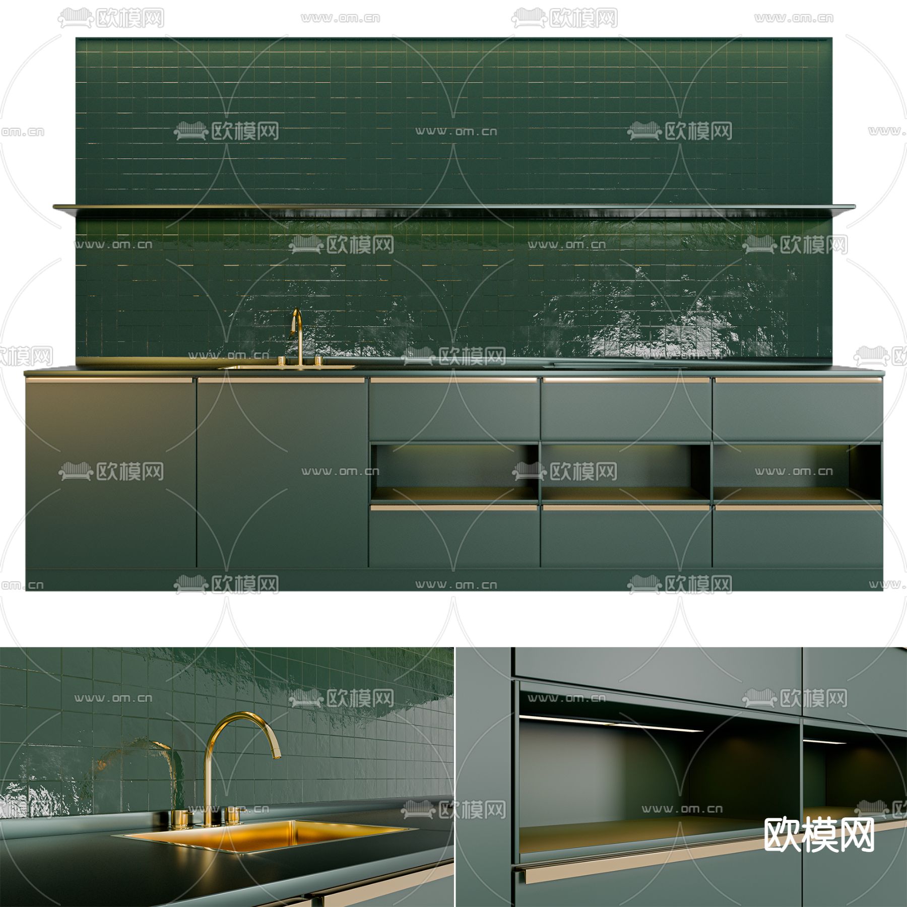 现代厨房操作台3d模型下载