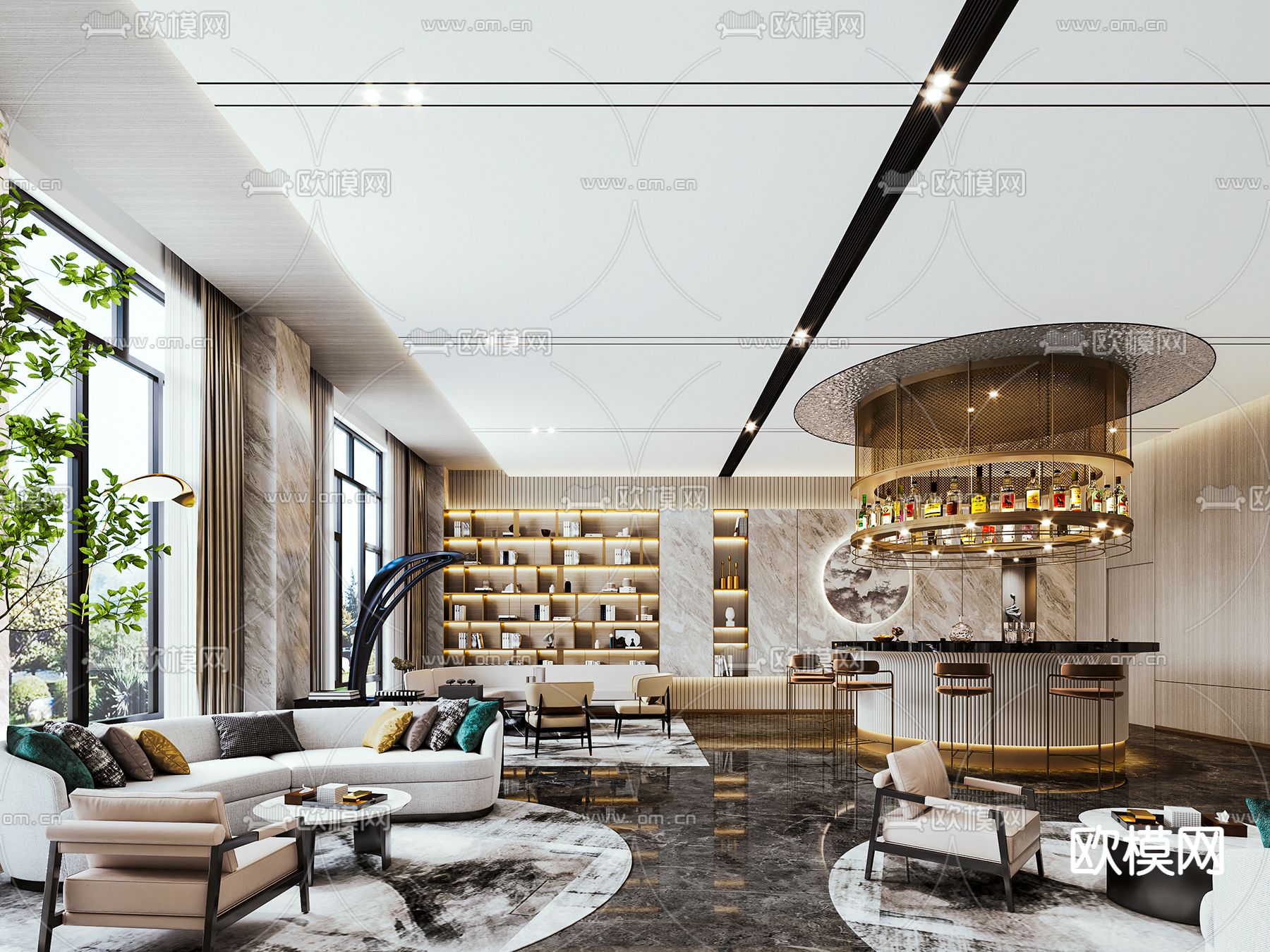 现代售楼处休息区3d模型下载