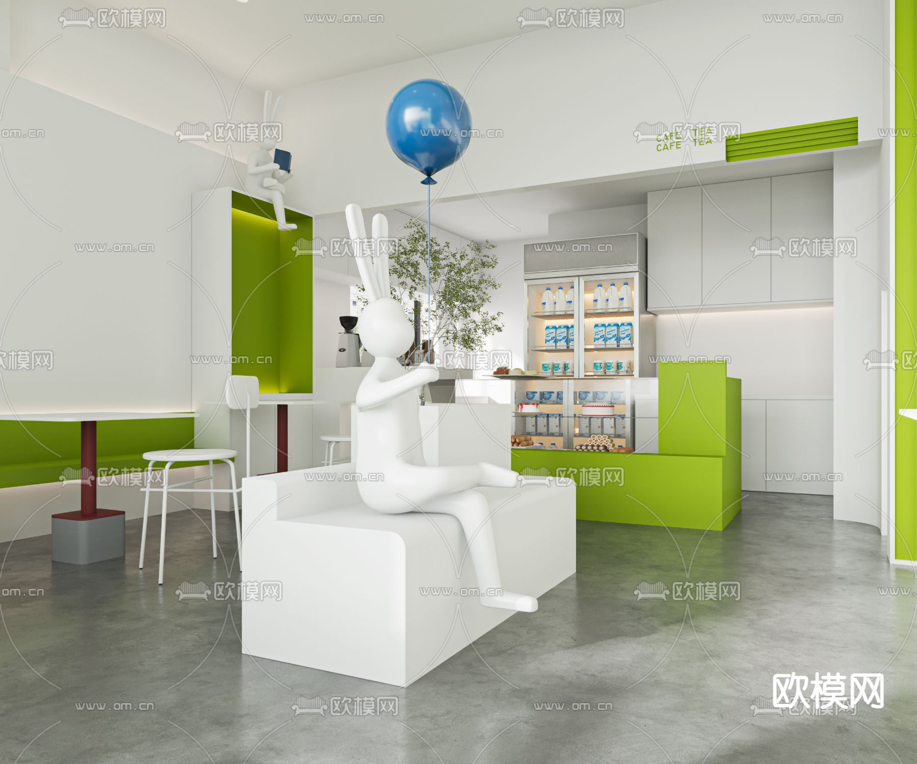 现代奶茶店3d模型下载（渲染图2）