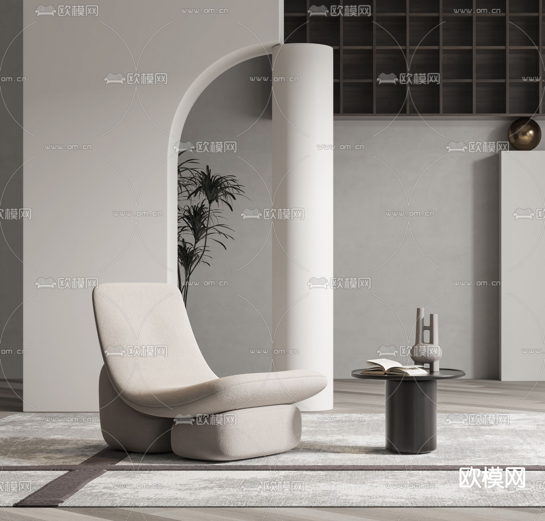 现代布艺休闲沙发3d模型下载