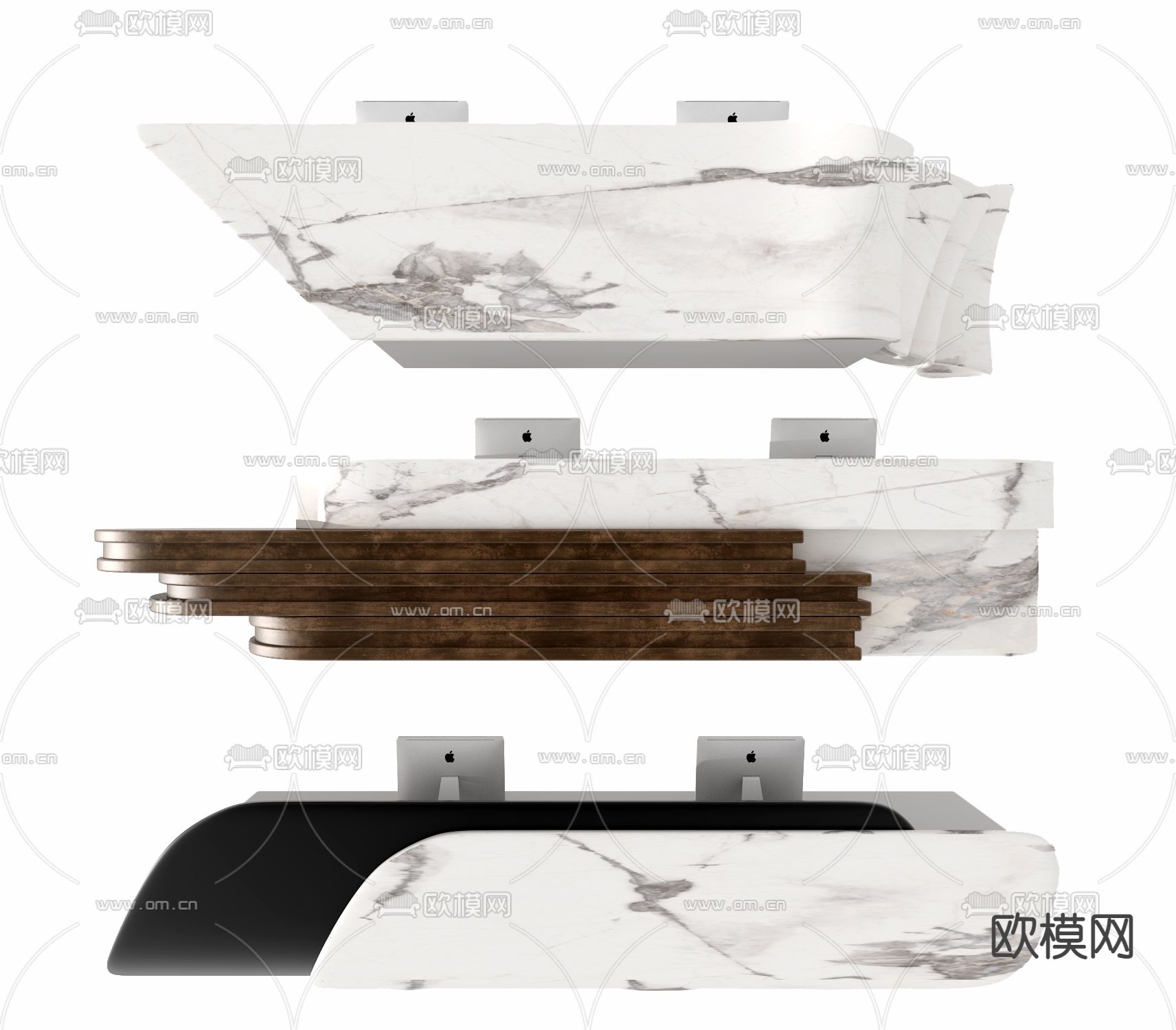 现代大理石接待台3d模型下载