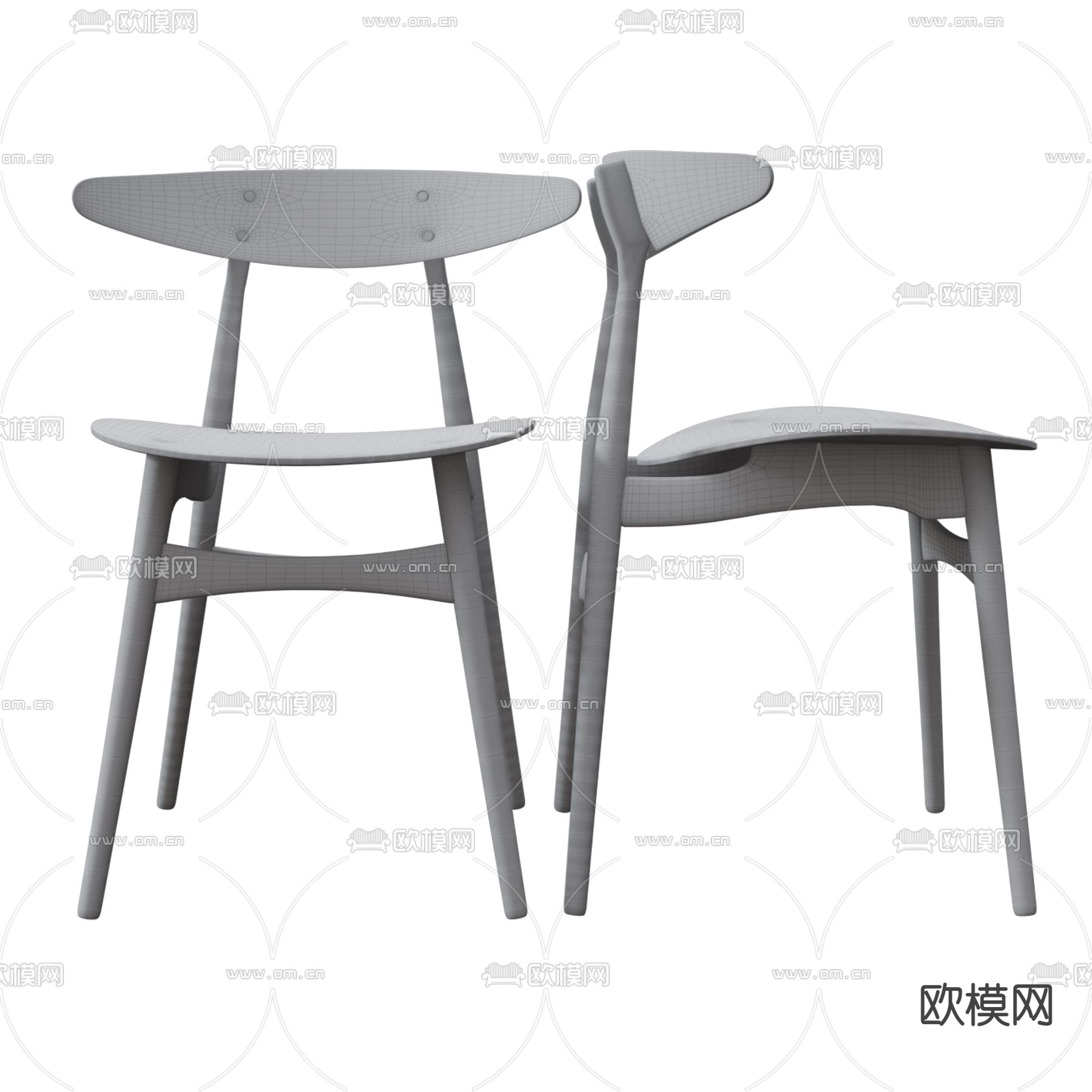 现代实木单椅3d模型