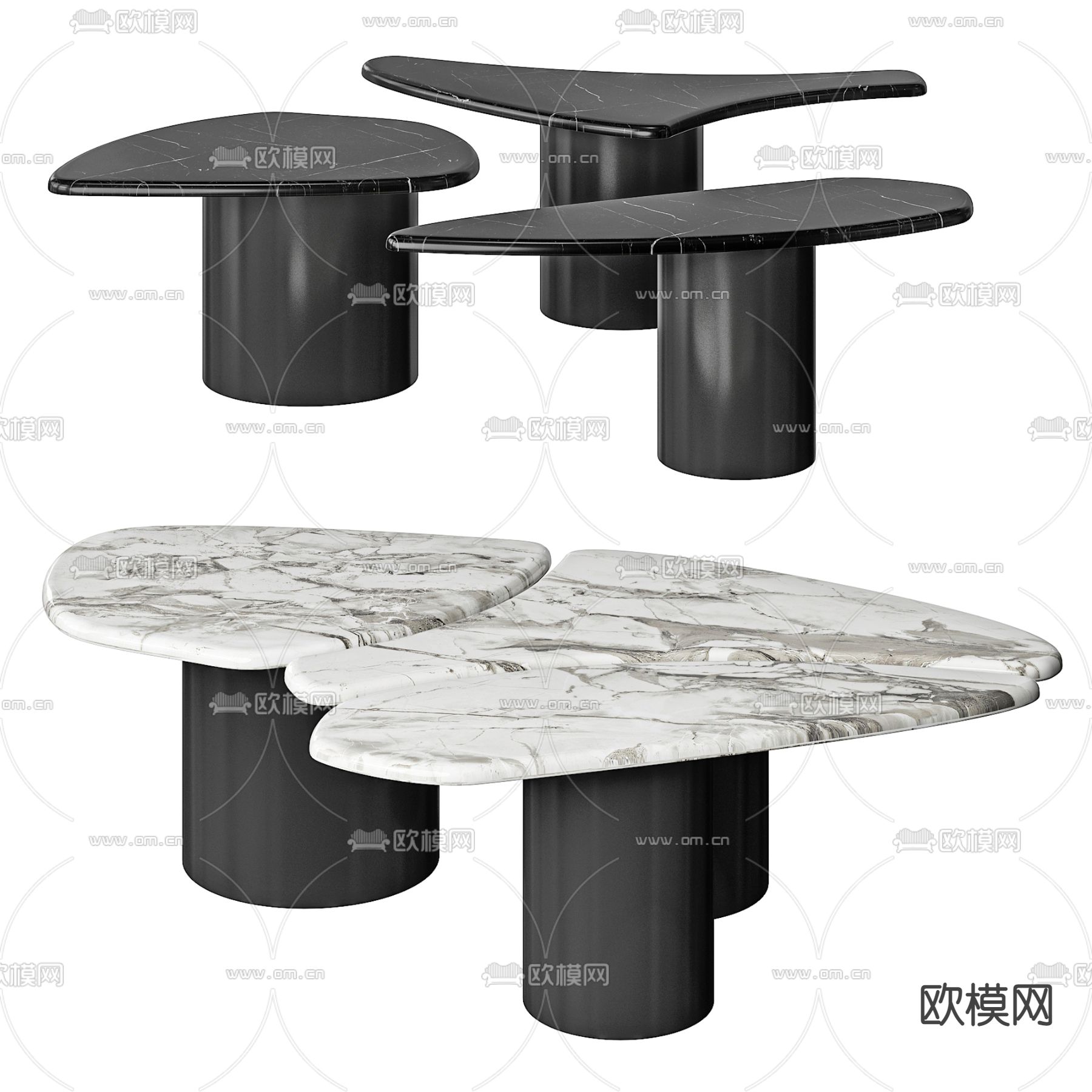 现代大理石茶几3d模型