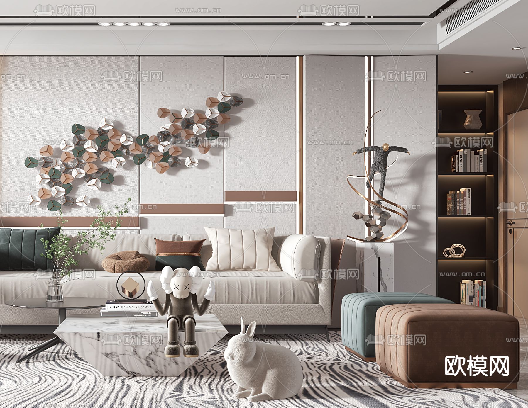 现代布艺组合沙发3d模型