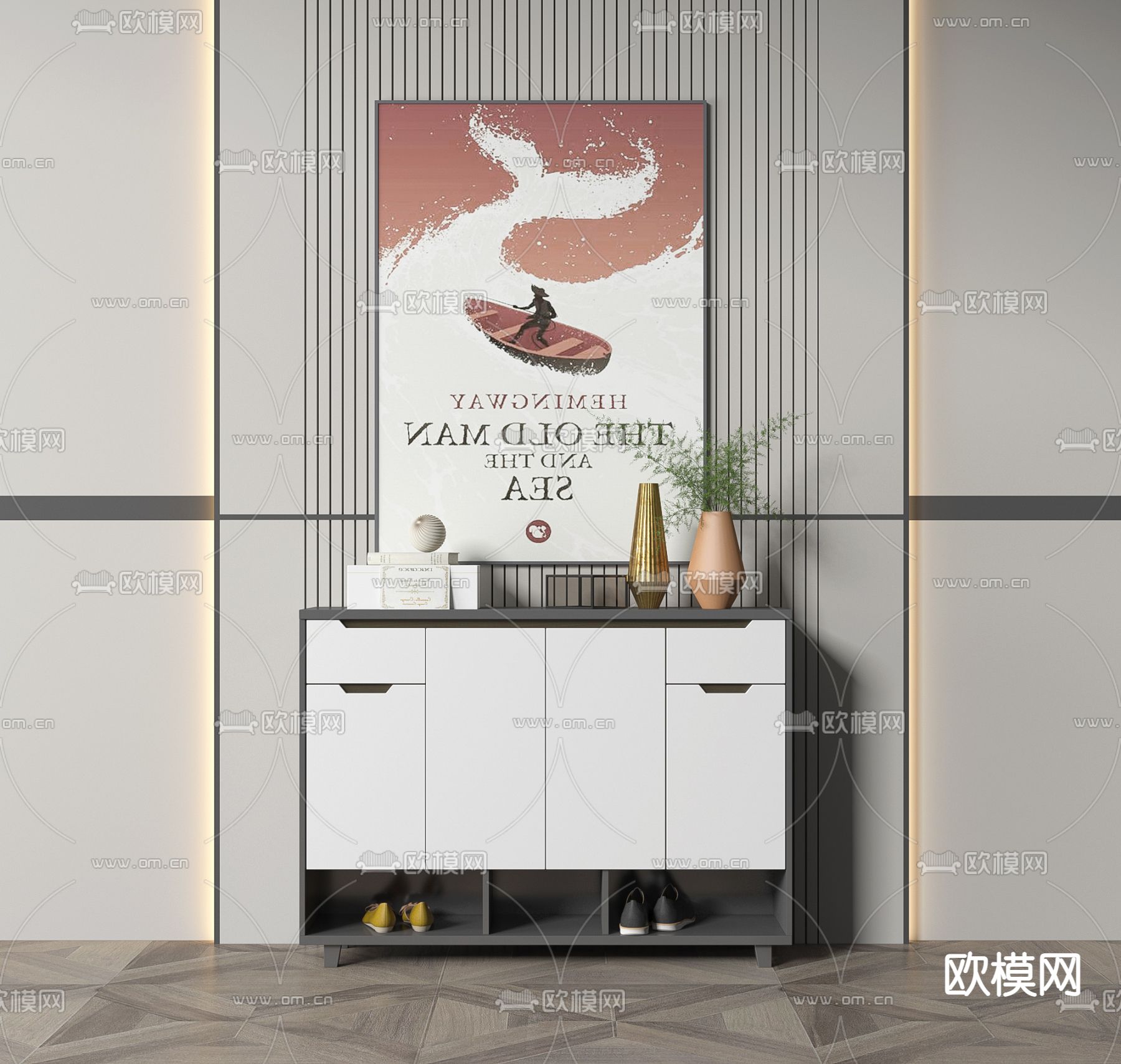 现代玄关鞋柜3d模型