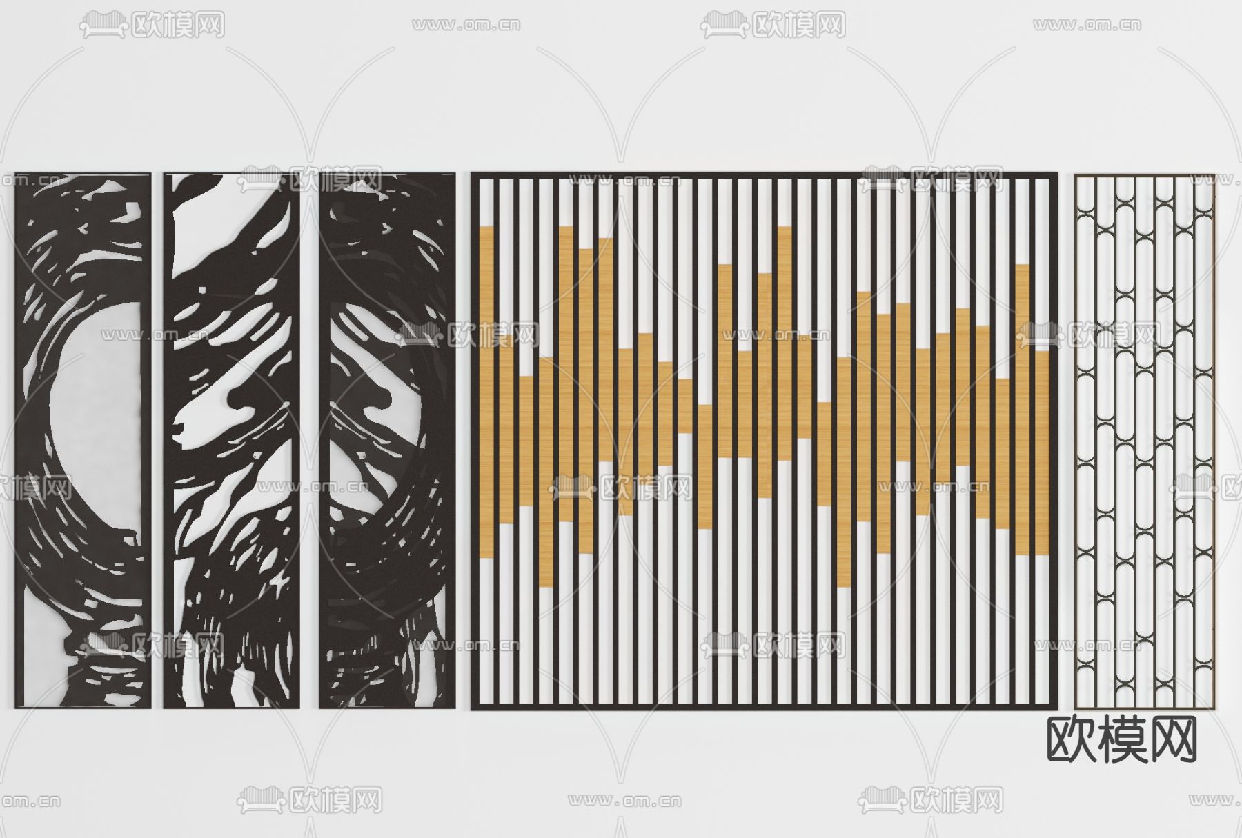 现代轻奢金属屏风免费3d模型下载