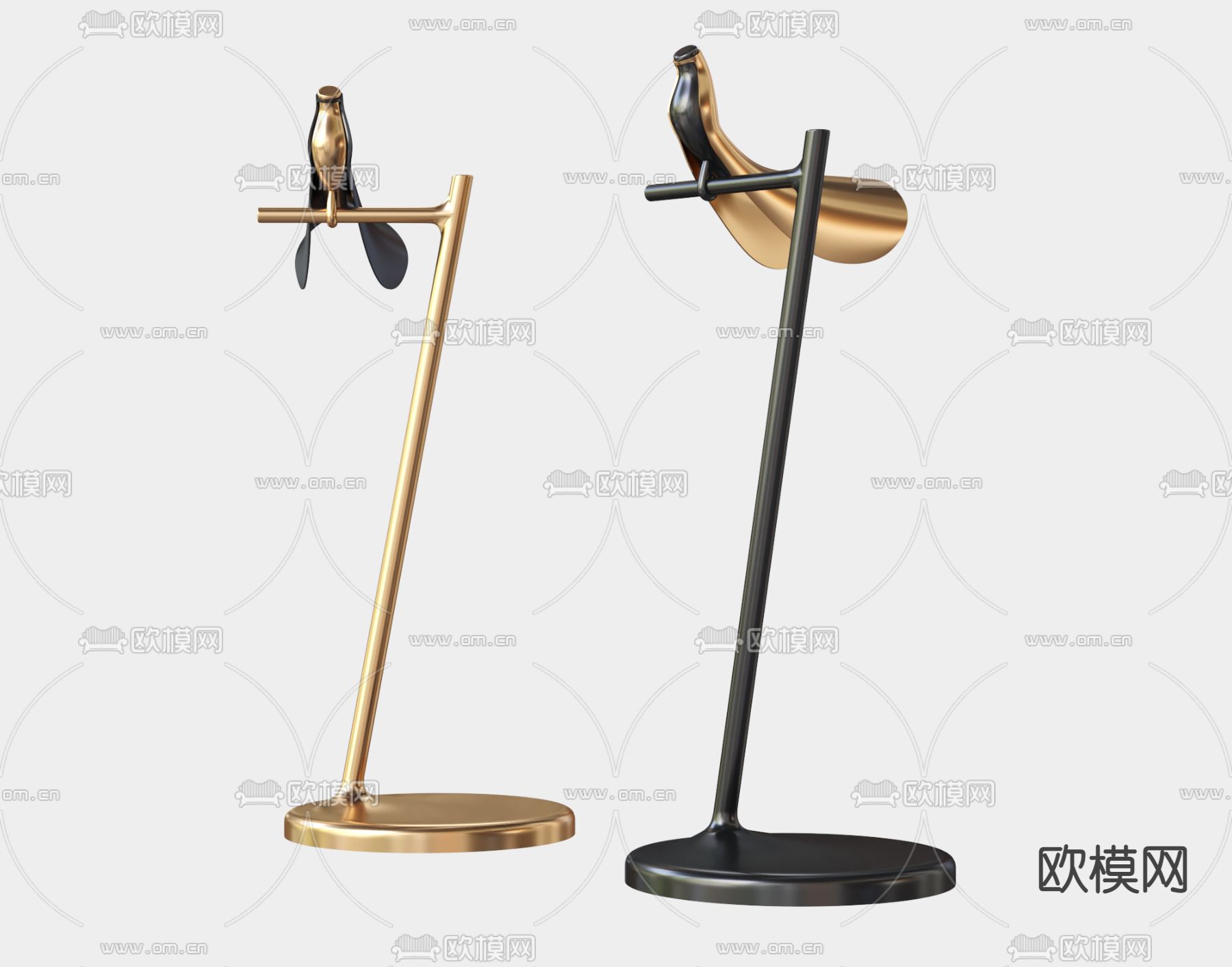 现代金属小鸟台灯3d模型下载