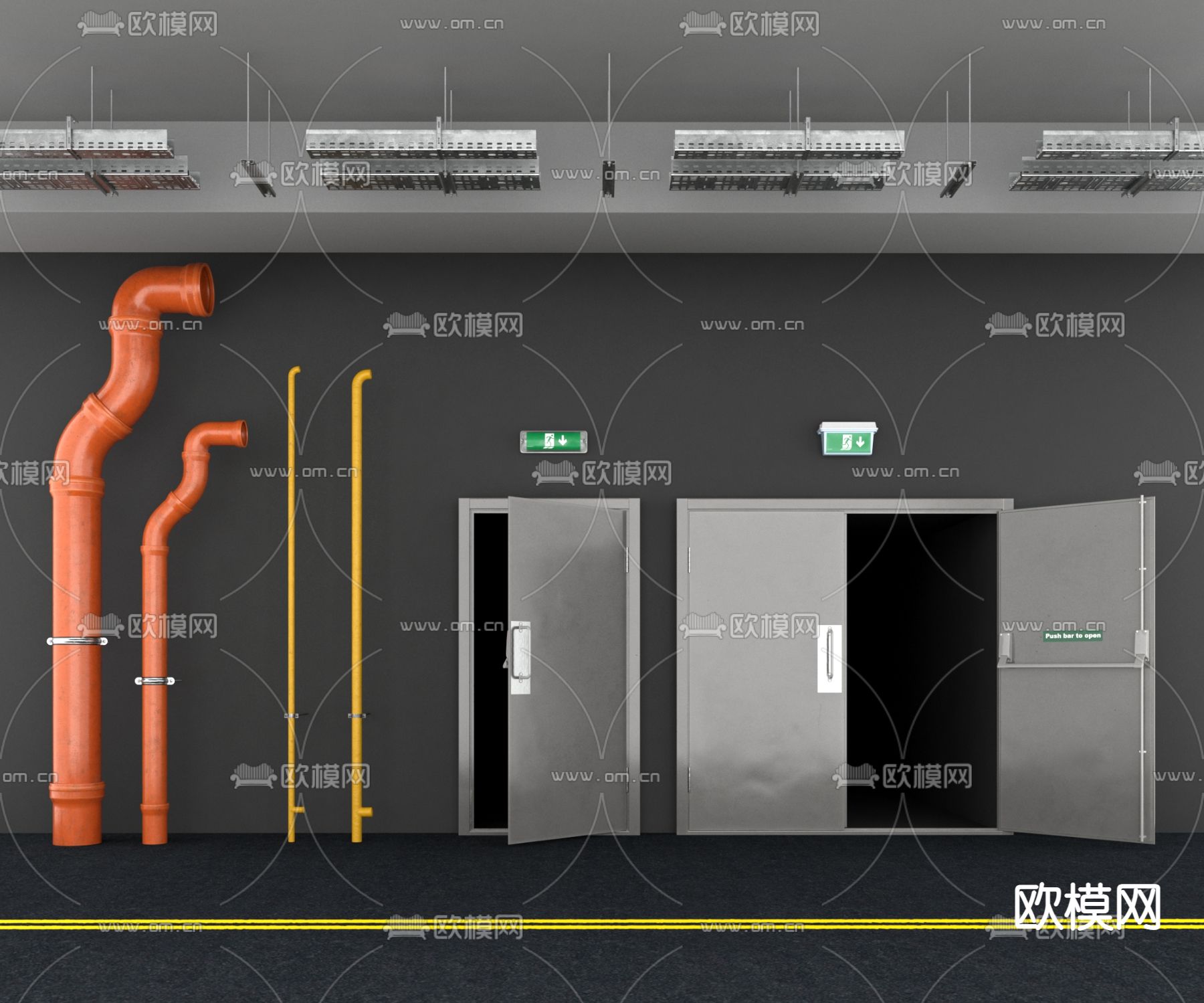 现代消防门安全门3d模型