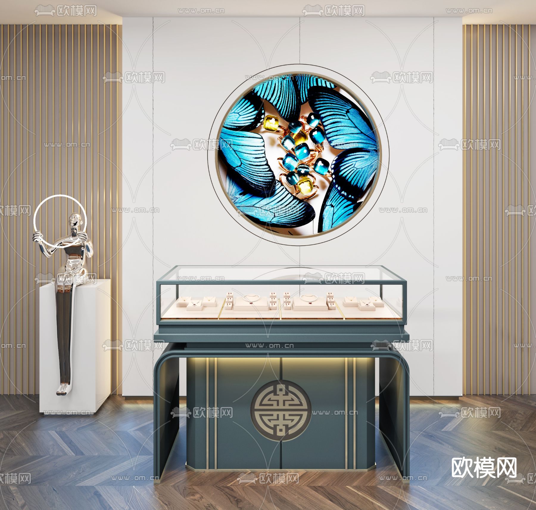 现代珠宝展示柜3d模型